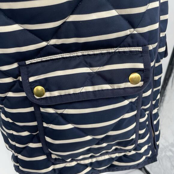 J. Crew Women's Vest Jacket Full Zip Dark Navy Stripes Sz Medium Puffer Quilted - Picture 10 of 14
